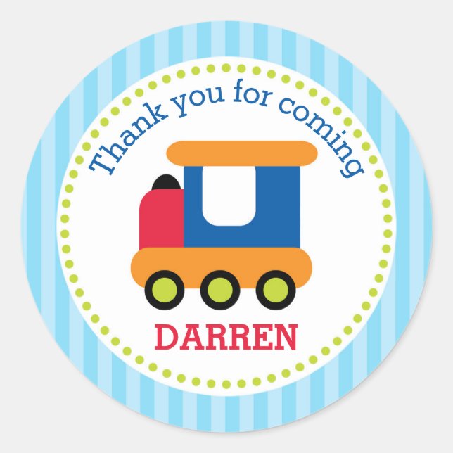Stickers Faveur Train (Garçons Anniversaire) (Devant)