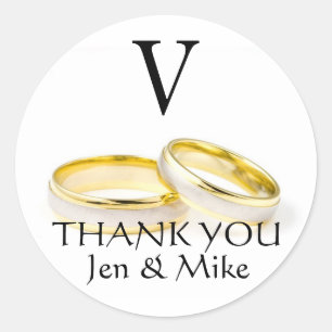Stickers Favor Mariage Merci Anneaux Or