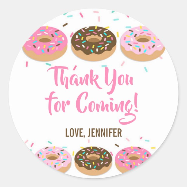 Stickers Favor Merci Saupoudrer de beigne rose (Devant)