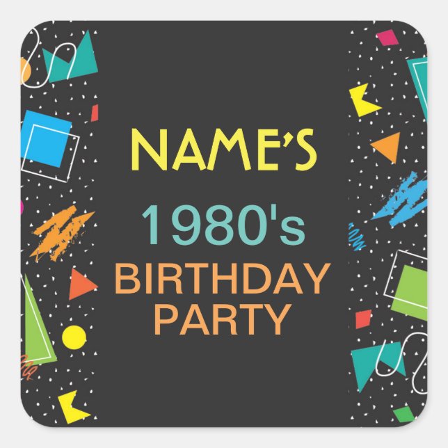 Stickers fête d'anniversaire 1980's 80's 80's 80 É (Devant)