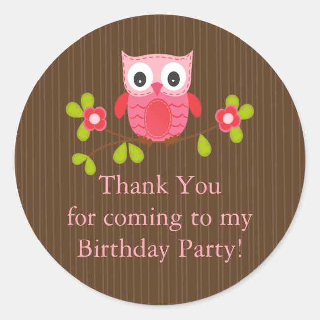 Stickers fête d'anniversaire chouette moderne (Devant)