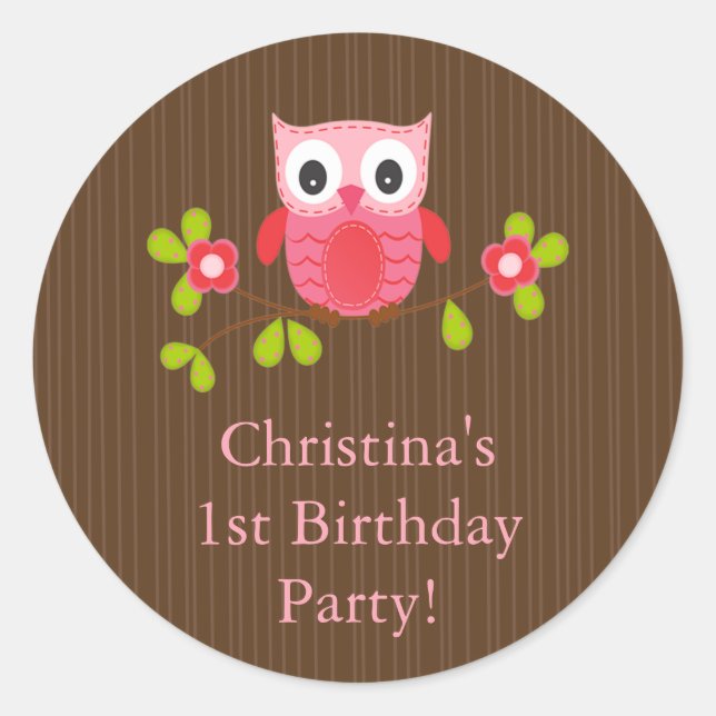 Stickers fête d'anniversaire chouette moderne (Devant)