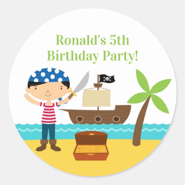 Stickers fête d'anniversaire Pirate (Devant)