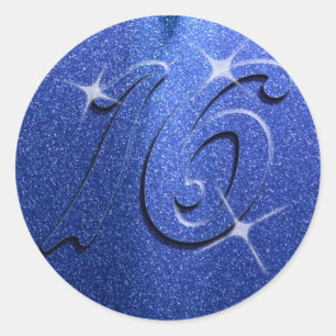 Stickers fête d'anniversaire Sweet sixteen bleu