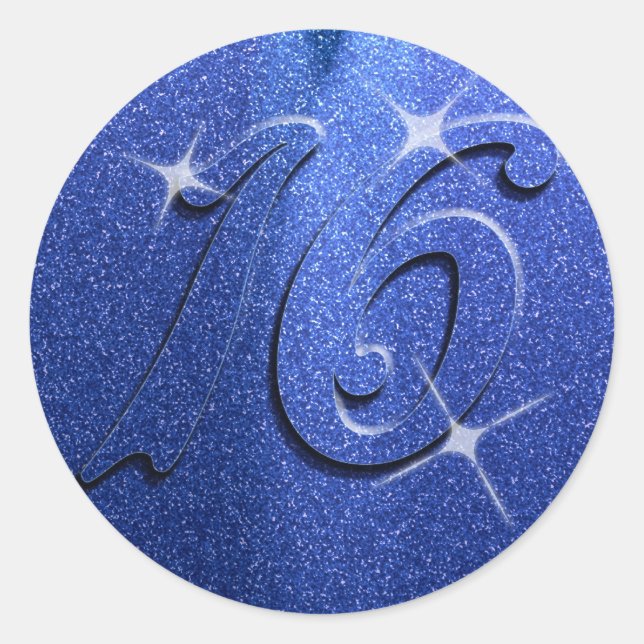 Stickers fête d'anniversaire Sweet sixteen bleu (Devant)