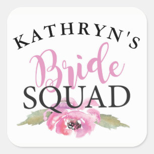 Stickers Fête des mariées Bride Squad Rose floral