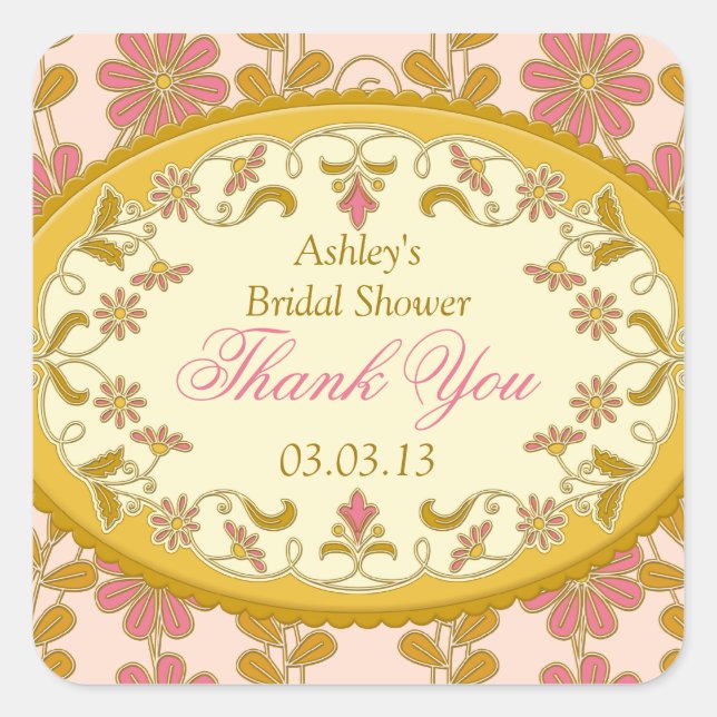 Stickers Fête des mariées Victorian Pink Gold Favo (Devant)