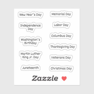 Stickers Fêtes Fédérales des Etats-Unis pour Calen