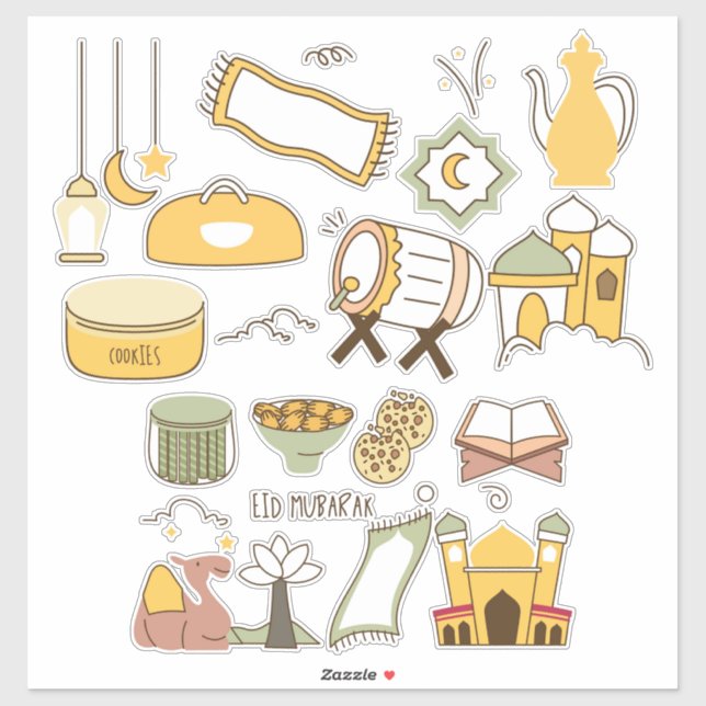 Stickers Fêtes musulmanes de l'Aïd (Feuille)