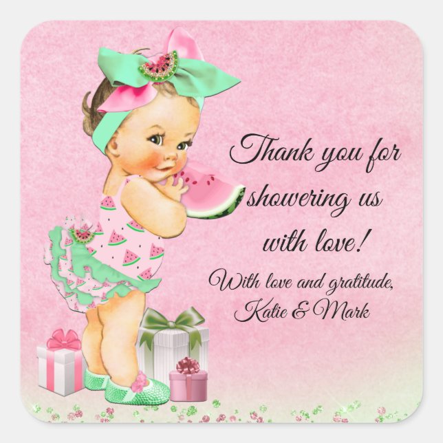 Stickers Fille Baby shower Watermelon Favoriser (Devant)