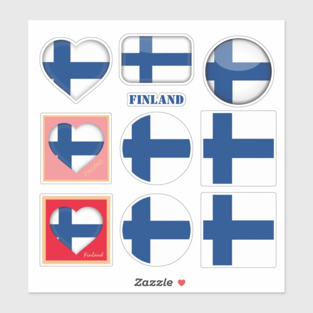 stickers Finlande & Drapeau finlandais, Coeur /spo (Feuille)