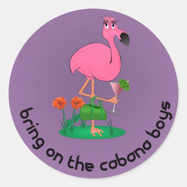 Stickers Flamant rose Bachelorette/Cabana Boys (Devant)