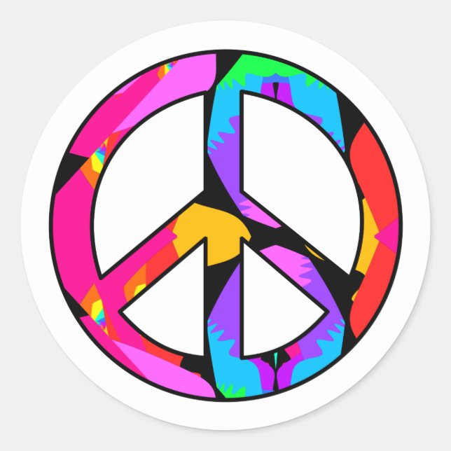 Stickers Flamant rose des signes de paix (Devant)