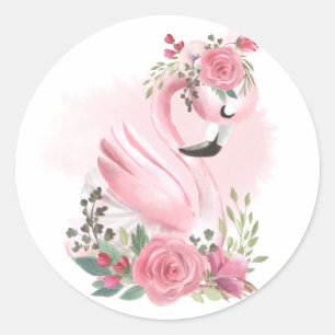Stickers Flamant rose floral
