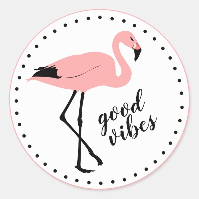 Stickers Flamant rose Good Vibes Rose Black Cute (Devant)