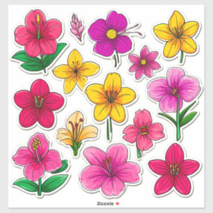Stickers Fleur de Dessin Coloré