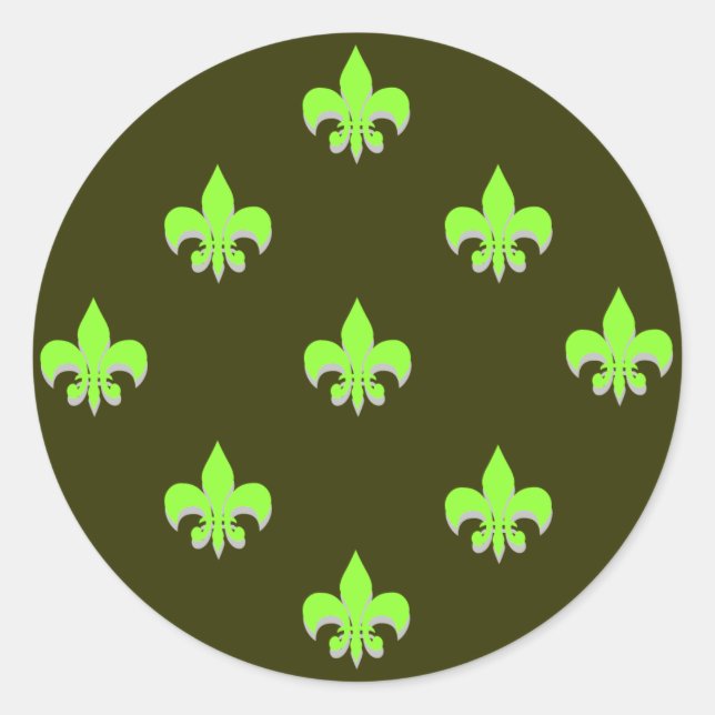 Stickers Fleur de Lis ronde ACID VERT (Devant)