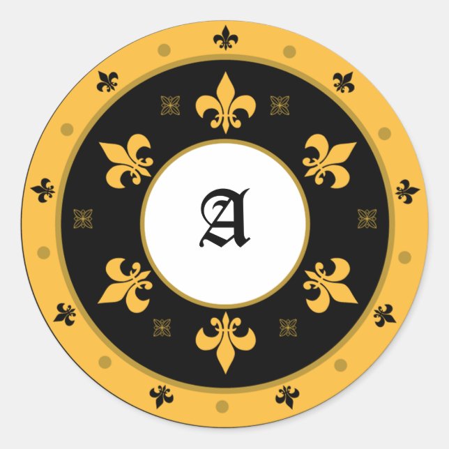 Stickers Fleur de Lis ronde avec texte personnalis (Devant)