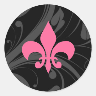 Stickers Fleur De Lis Rose et Noir