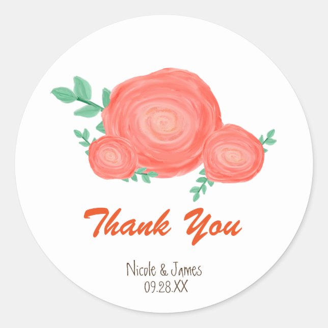 Stickers Fleurs Orange Peint Moderne Favor (Devant)