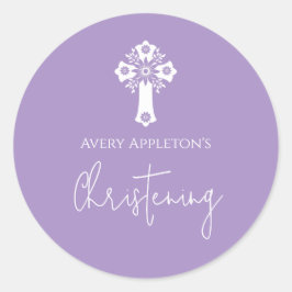 Stickers Floral Cross Christening Lilac