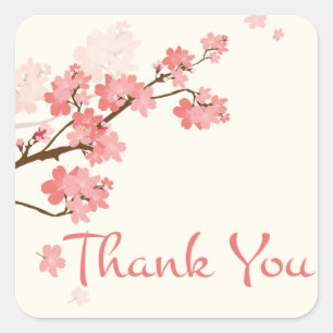 Stickers floraux Merci rose cerisier