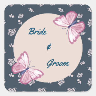 stickers floraux papillon bleu marine