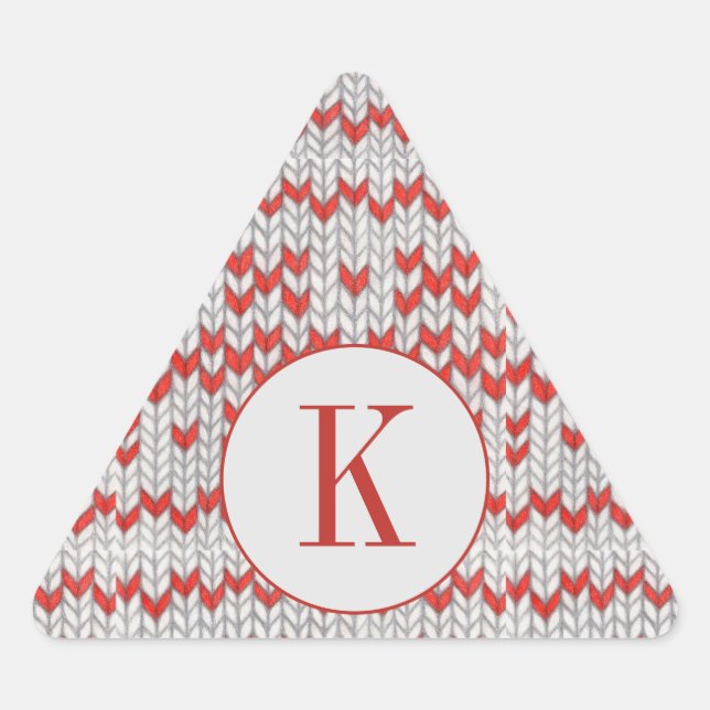 Stickers forme triangle KNIT NORD ROUGE + Initiale (Devant)