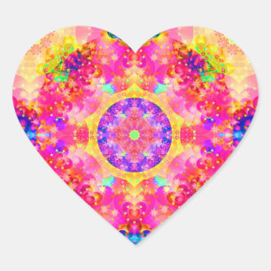 Stickers fractal Kaleidoscope rose et jaune