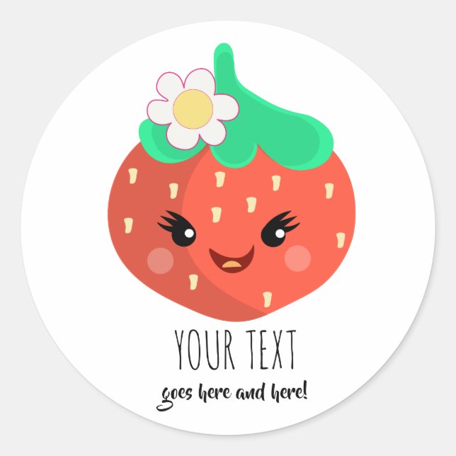 Stickers Fraise Kawaii sur mesure (Devant)