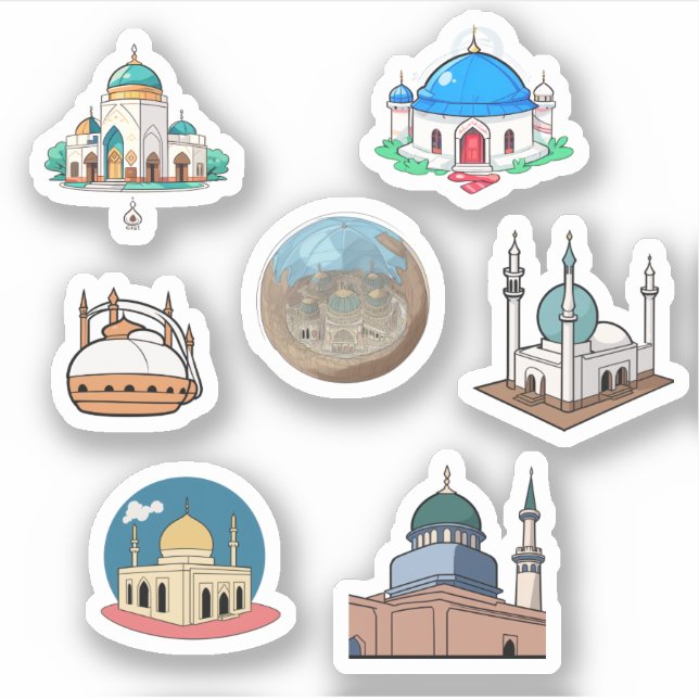 Stickers für Moschee-Cartoon Aufkleber (Vorderseite)