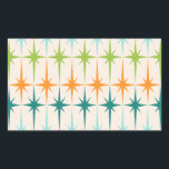 Stickers für Vintage geometrische Sternexplosionen<br><div class="desc">Vintag. Geometrien Sternexplosionen. Wenn Sie eines dieser Wörter Liebe, sind diese Retro-Vintagen geometrischen Sternexplosionen Stickers für Sie. Dieses moderne Design aus der Mitte des Jahrhunderts besticht durch einen cremefarbenen Hintergrund mit Reihen von türkisfarbenen, limatgrün, orangen und aquamarinen Sternexplosionen. Dieses Mod-Design verbindet sich wunderbar mit dem Retro Atomic Mobile Pattern der...</div>