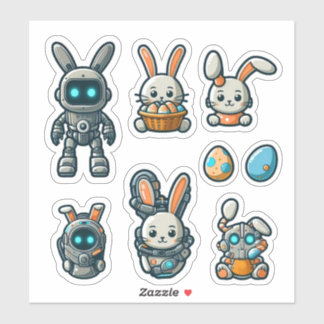 Stickers Futuristes de Pâques Cute Bunny