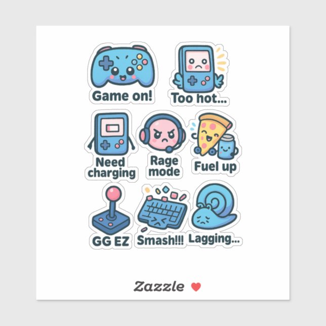 Stickers Gamer Pack Custom-Cut Vinyl Stickers (Feuille)