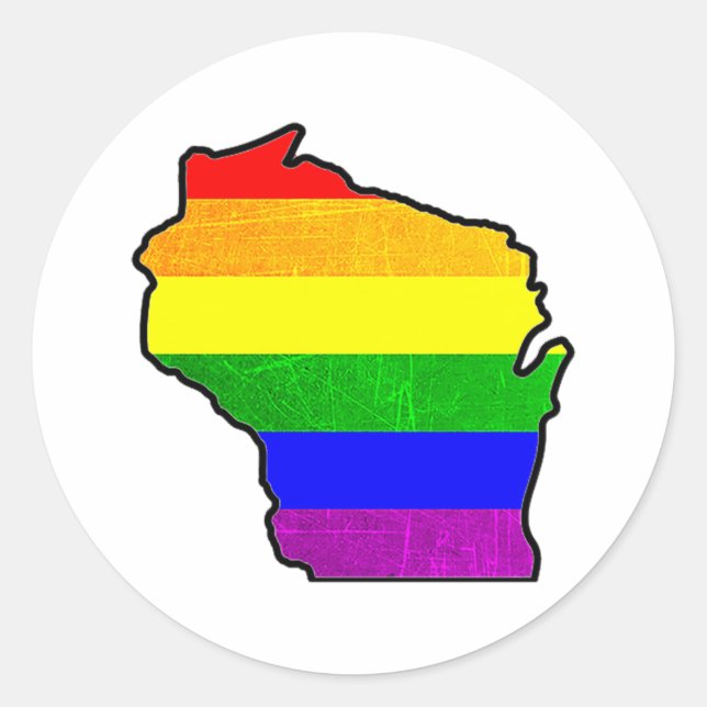 Stickers gay pride Rainbow Wisconsin (Devant)