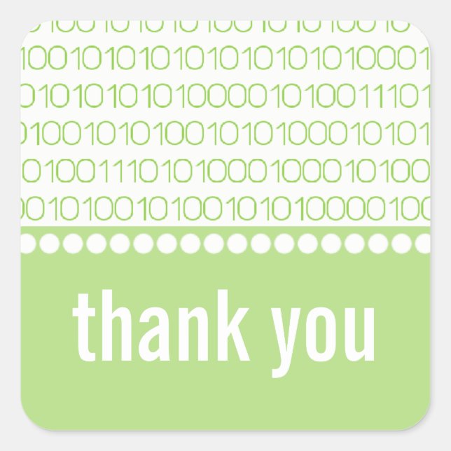 Stickers geek Chic Code Binaire Merci, Vert (Devant)