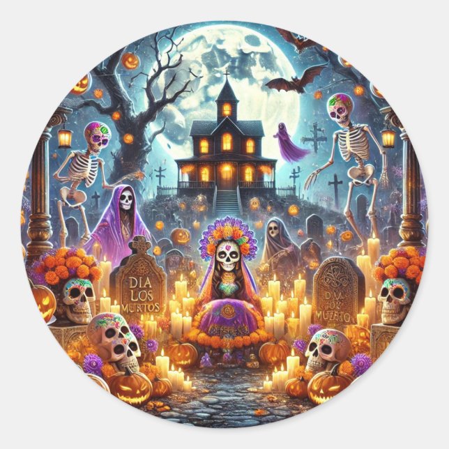 Stickers gestalten Halloween-Tag der Toten (Vorderseite)