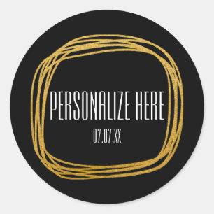 Stickers Glam moderne Gold Foil Scribble Circle