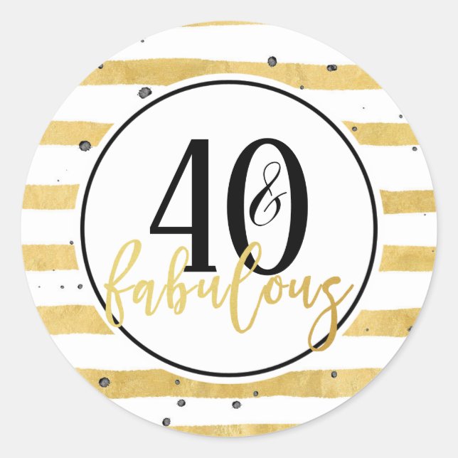 Stickers Gold 40 et Fabulous 40th Birthday Party (Devant)
