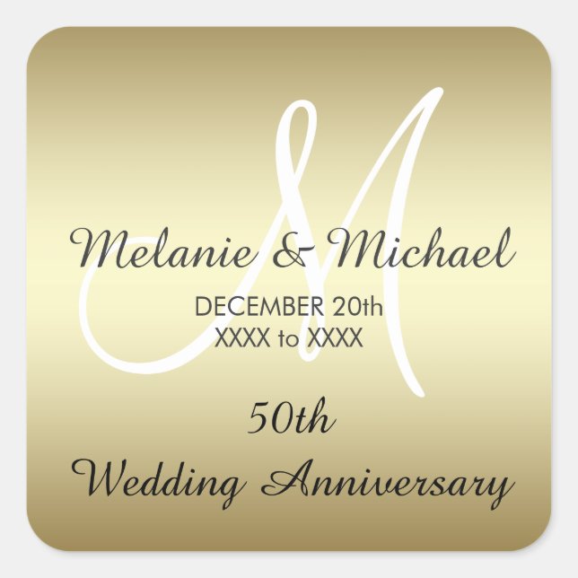 Stickers Gold 50th Mariage Anniversaire (Devant)