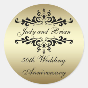Stickers Gold Black 50th Mariage Anniversaire