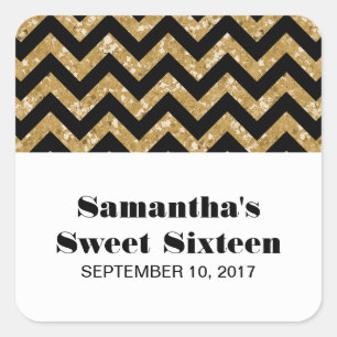 Stickers Gold Chevron Parties scintillant Sweet 16