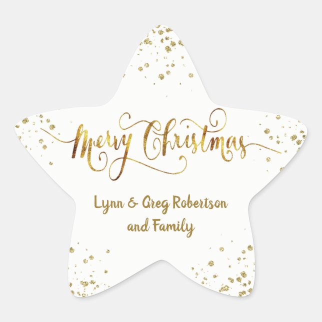 Stickers Gold et White Merry Christmas Star (Devant)
