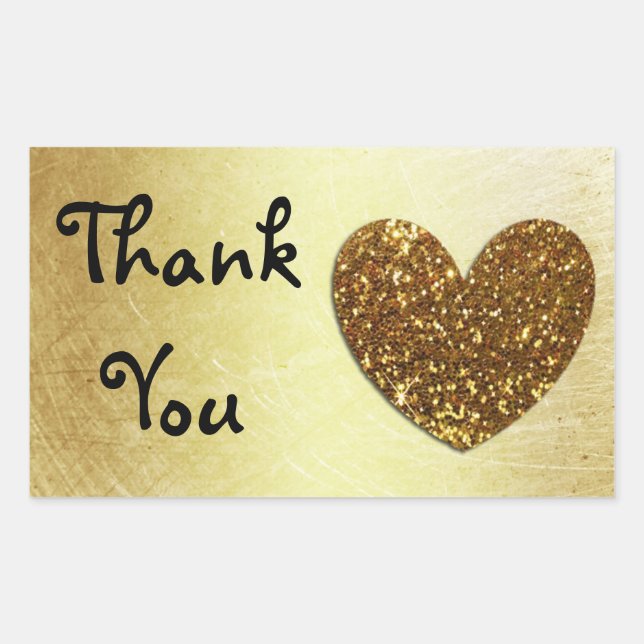 Stickers Gold Heart et Parties scintillant "Merci" (Devant)