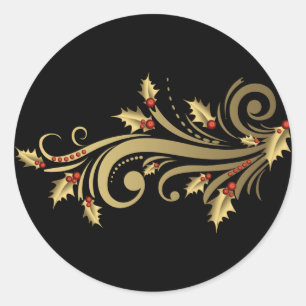 Stickers Gold Holly & Scroll