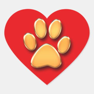 Stickers Gold Paw Heart