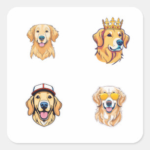 Stickers Golden Retriever Head 4 Pack