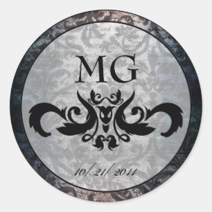 Stickers gothiques en damas noir fantaisie / Sceau