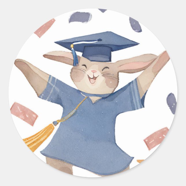Stickers Graduation Bunny Cute (Devant)