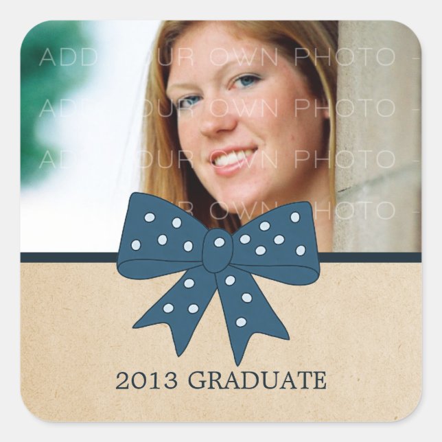 Stickers Graduation Cute Blue Bow (Devant)